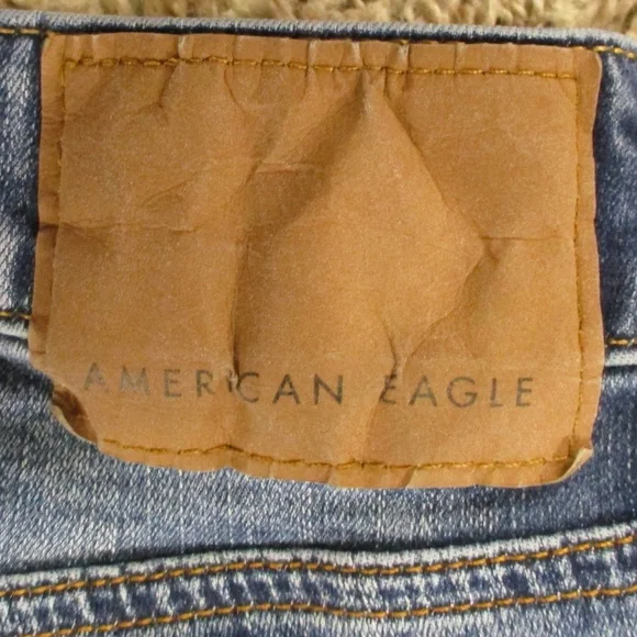 American Eagle Jeans Men's 31x30 Dark Wash Slim‎ Straight Airflex Distress Denim - Picture 5 of 9